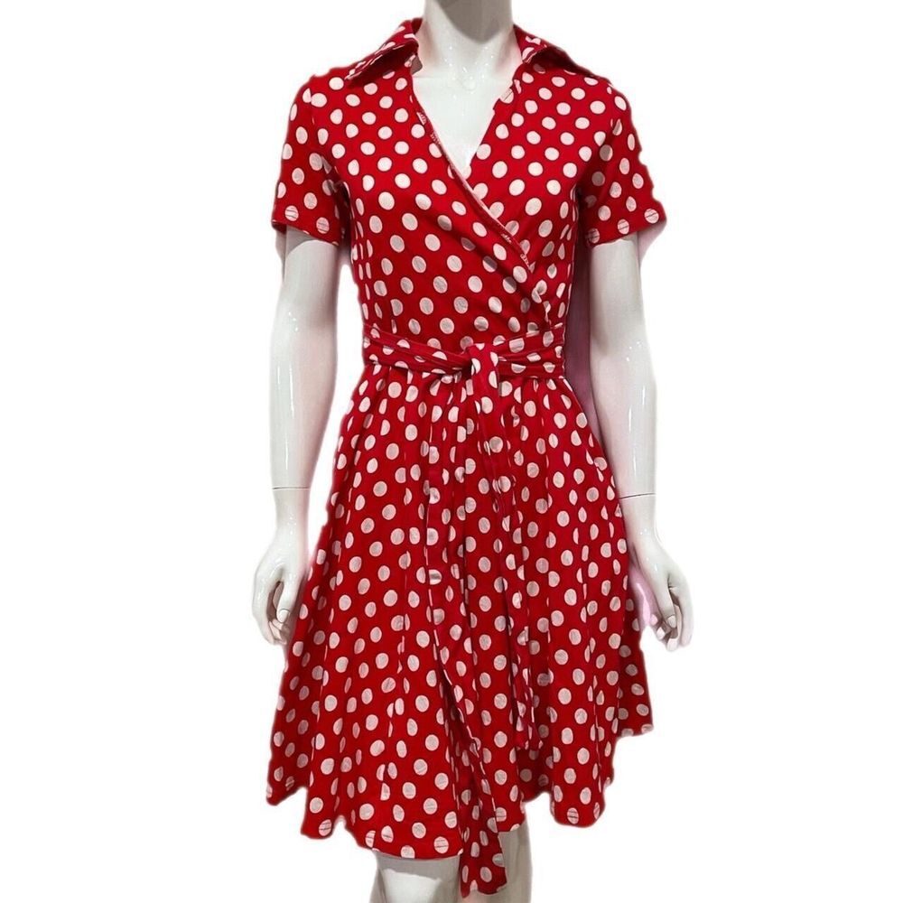 Vintage 90's Polkadot Midi Dress Women's Medium